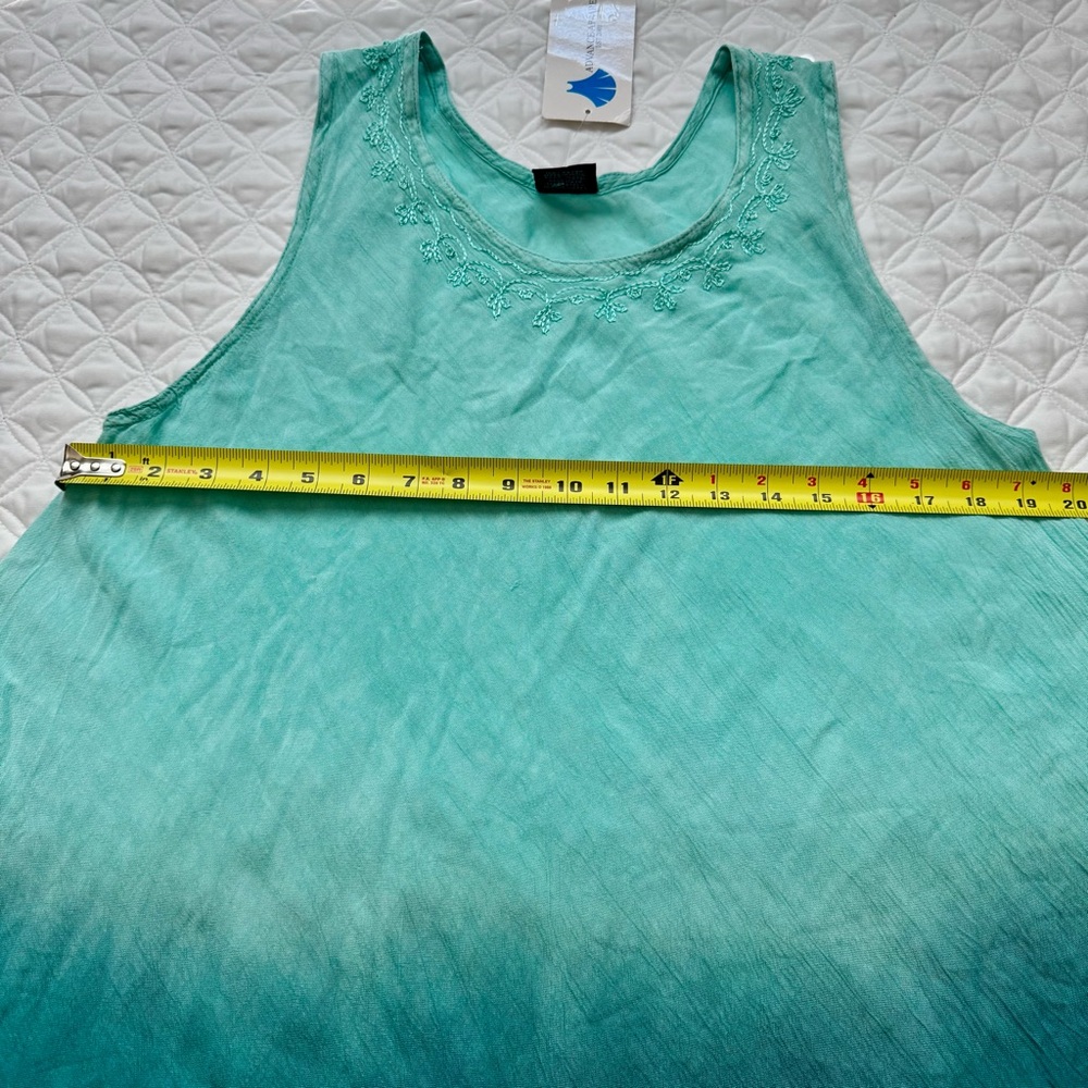 NWT Advance Apparels Long Ombre Dip Dye Sleeveless Dress Aqua Turquoise Size S/M - Picture 8 of 12